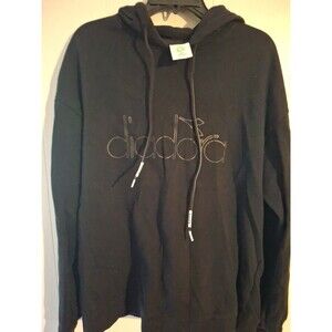 Diadora Mens Black Organic Pullover Hoodie SZ XL
